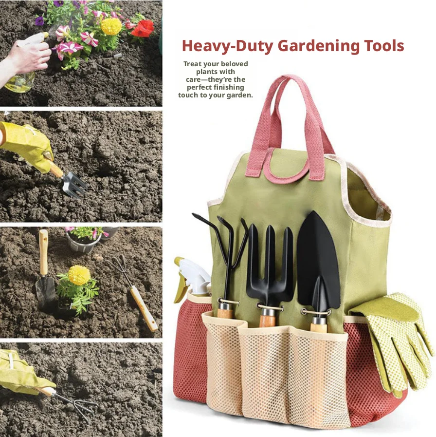 Gardening Tools Gloves - Set di 9 attrezzi da giardinaggio